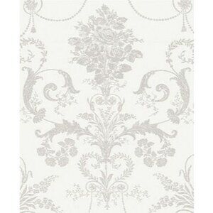 New Laura Ashley Josette Dove Grey White Wallpaper Lot of 2 Rolls Damask Luxury
